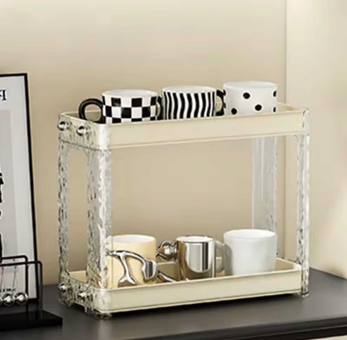 2 Layers Bathroom Organizer Rack, Kitchen Organising Spice Shelf Rack, Double Layer Elevated Storage Rack 2 Layers Bathroom Organizer Rack, Kitchen Organising Spice Shelf Rack, Double Layer Elevated Storage Rack
